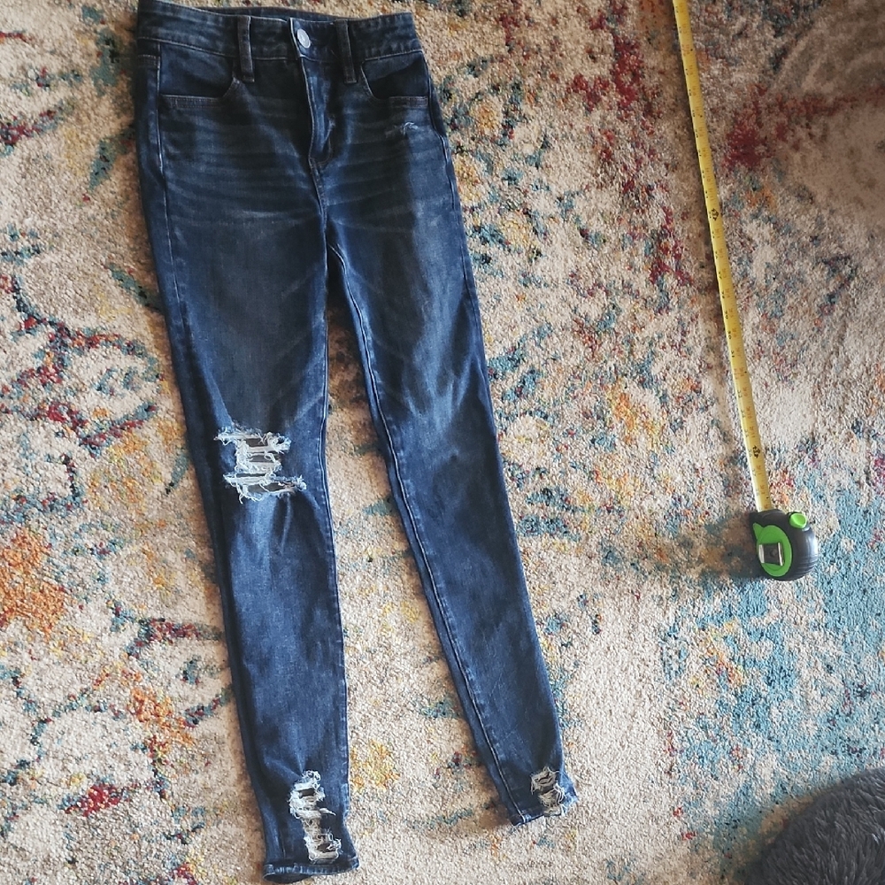 American Eagle Outfitters Blue Skinny Jeans Distressed Style